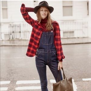 Madewell Deep navy and red plaid flannel